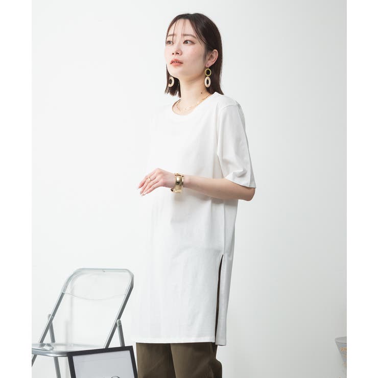５分袖サイドスリットロングTシャツ | atONE | 詳細画像77 