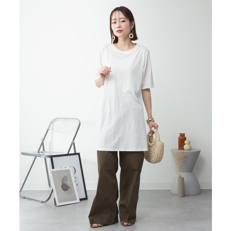 ５分袖サイドスリットロングTシャツ | atONE | 詳細画像86 