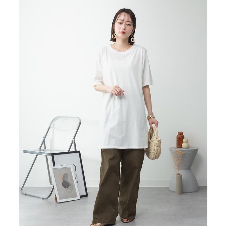 ５分袖サイドスリットロングTシャツ | atONE | 詳細画像87 