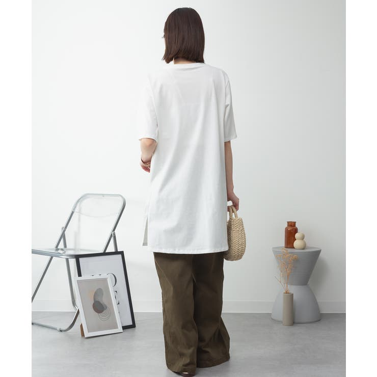５分袖サイドスリットロングTシャツ | atONE | 詳細画像89 