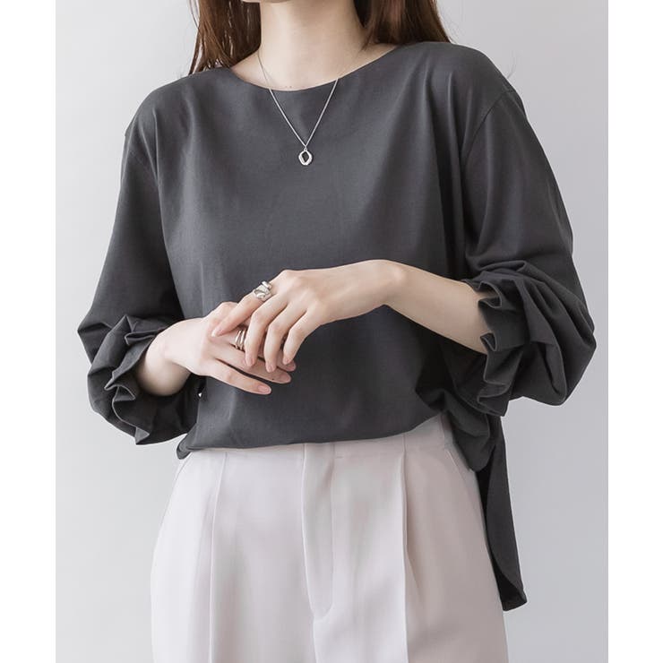 チャコールグレー | タックスリーブカットソー | atONE