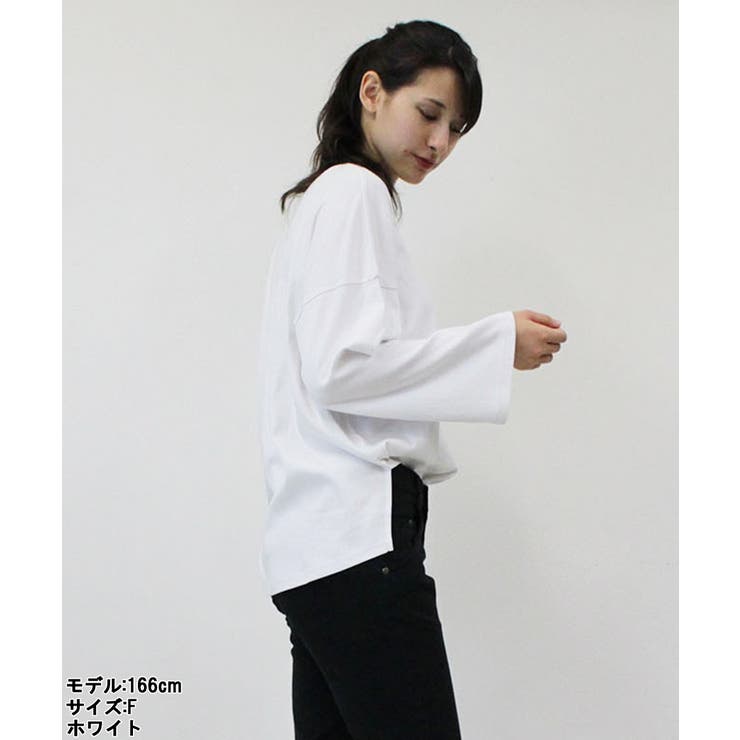 ボリューム袖コットンフライス長袖Tシャツ カットソー 長袖[品番