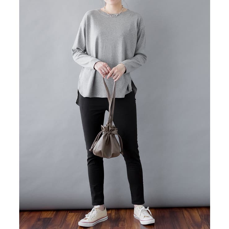 ラウンドヘム サイドスリット ロングTシャツ | atONE | 詳細画像33 