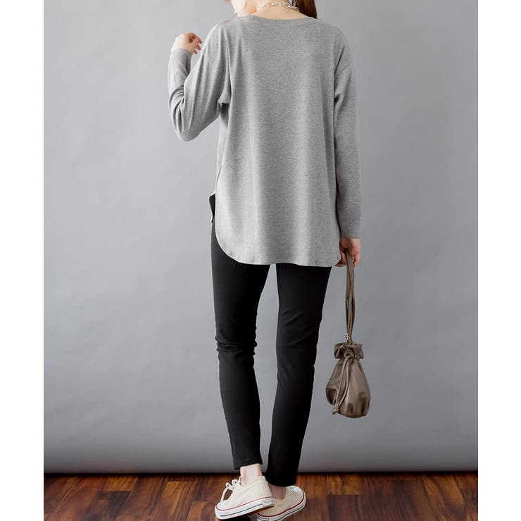 ラウンドヘム サイドスリット ロングTシャツ | atONE | 詳細画像34 