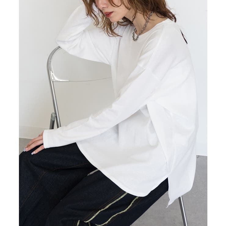 【レイヤードにもオススメ】ラウンドヘム サイドスリット ロングTシャツ | atONE | 詳細画像36 