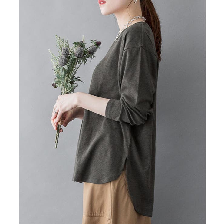 ラウンドヘム サイドスリット ロングTシャツ | atONE | 詳細画像35 