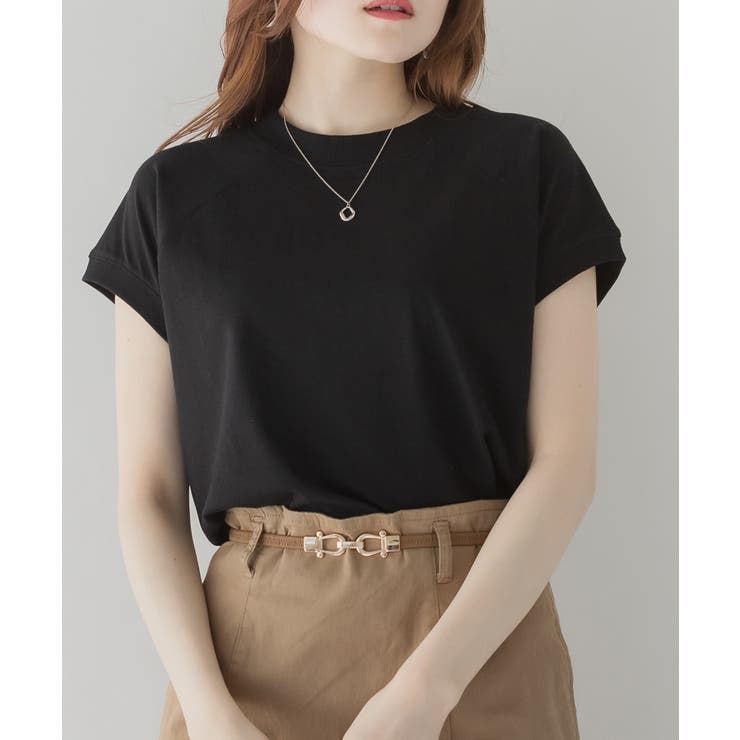 ATON - 【送料込】美品 ATON フレンチスリーブ Tシャツ 黒