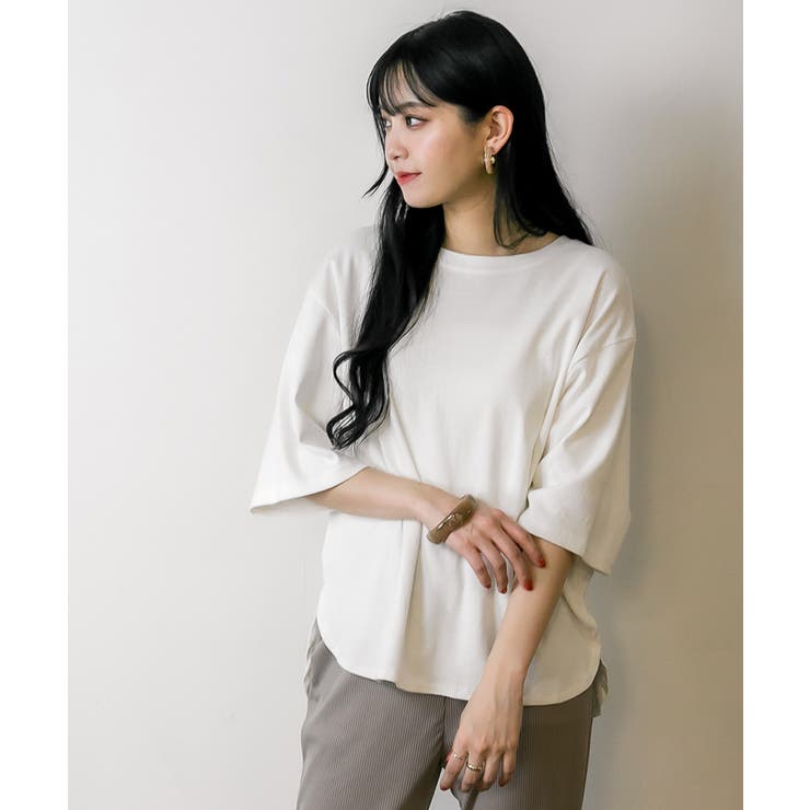 ラウンドヘム オーバーサイズ Tシャツ[品番：ATOW0000418