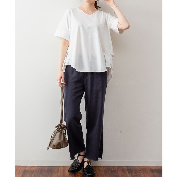 脇タックVネック半袖カットソー | atONE | 詳細画像24 