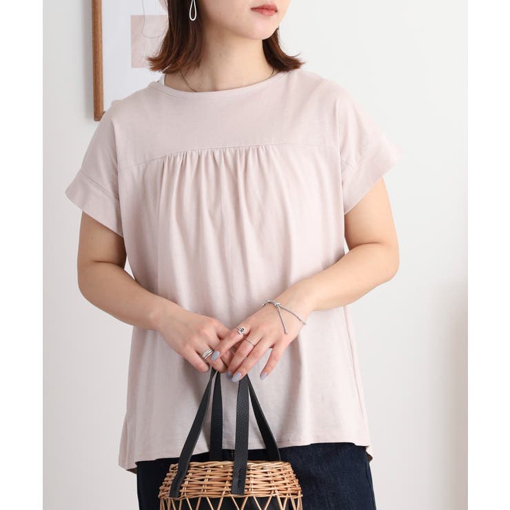 ピンクベージュ | バックダブル半袖プルオーバー | atONE