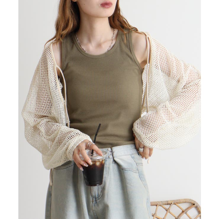 カーキ | コットンリブタンクトップ | atONE