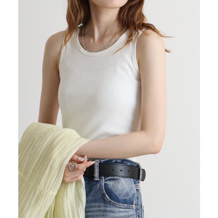 オフホワイト | コットンリブタンクトップ | atONE