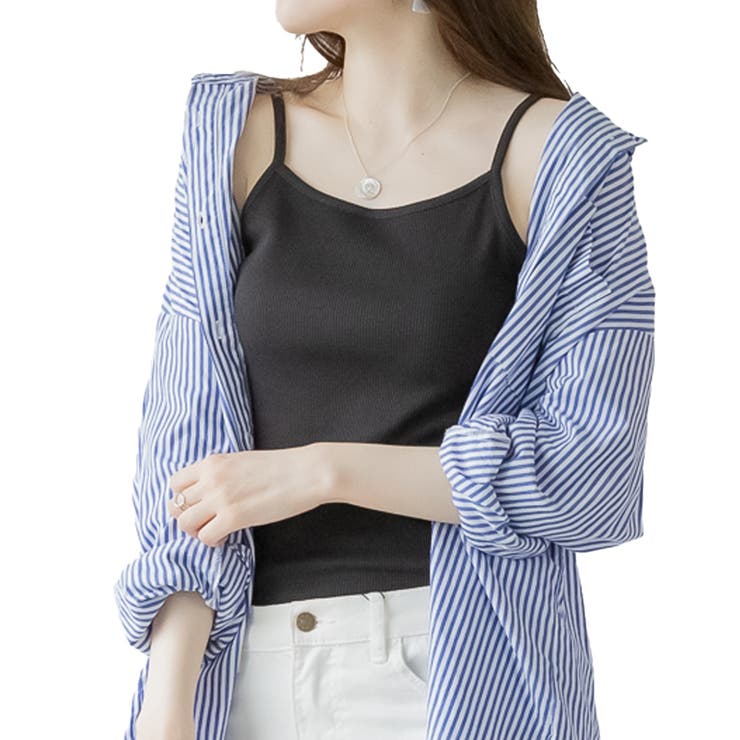 ブラック | コットンリブキャミソール | atONE