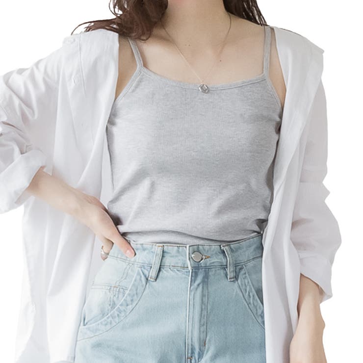 杢グレー | コットンリブキャミソール | atONE