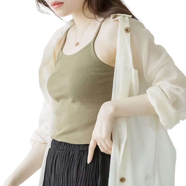 カーキ | コットンリブキャミソール | atONE