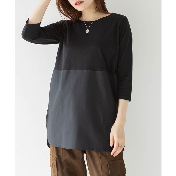 七分丈異素材カットソー | atONE | 詳細画像4 