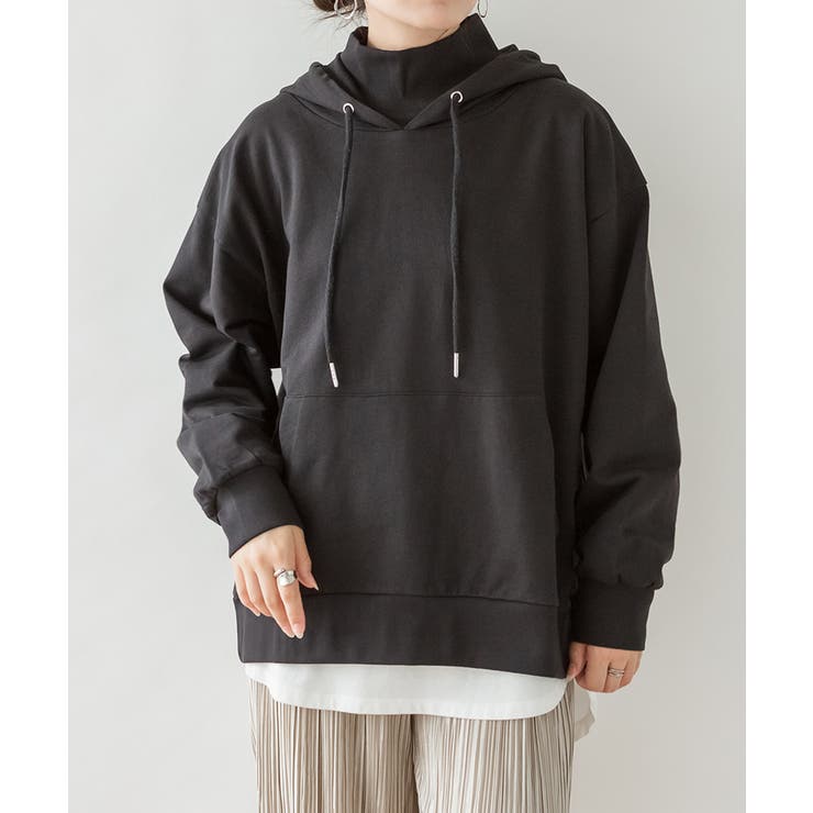 ハイネックリブ裏毛パーカー | atONE | 詳細画像7 