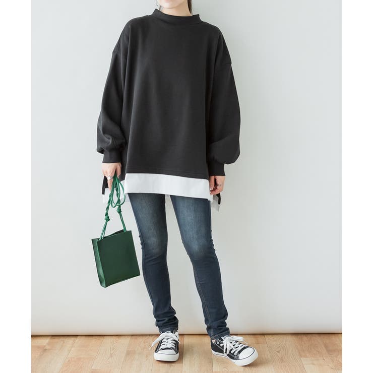 裏起毛レイヤード風ハイネックトレーナー | atONE | 詳細画像12 