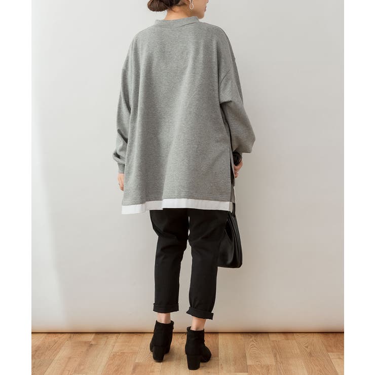 裏起毛レイヤード風ハイネックトレーナー[品番：ATOW0000955]｜atONE