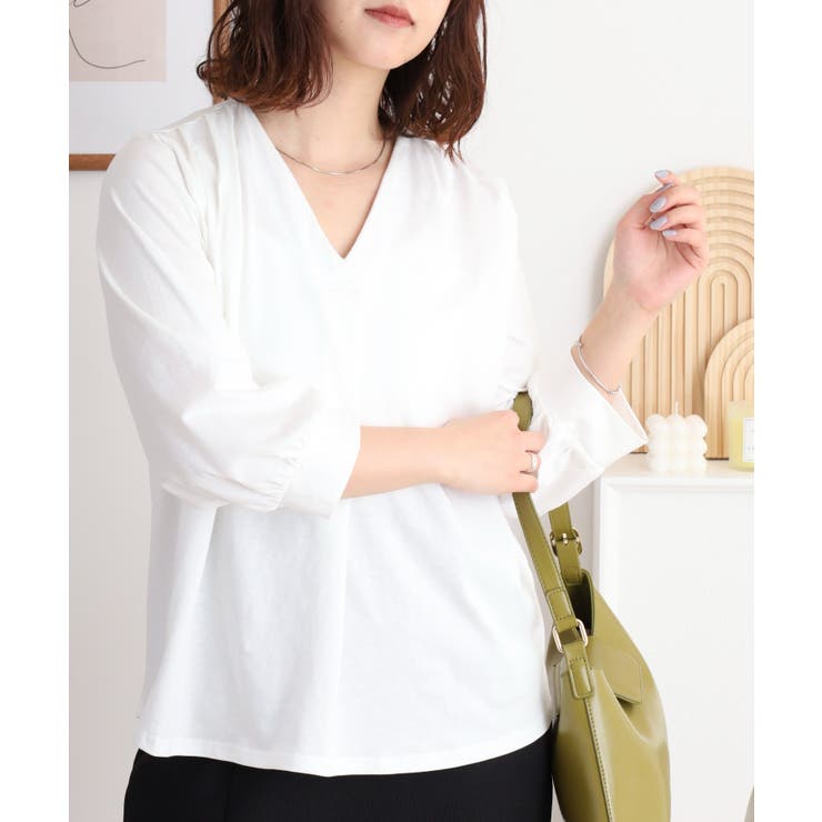 ブラウス風タックスキッパー 七分丈Tシャツ | atONE | 詳細画像11