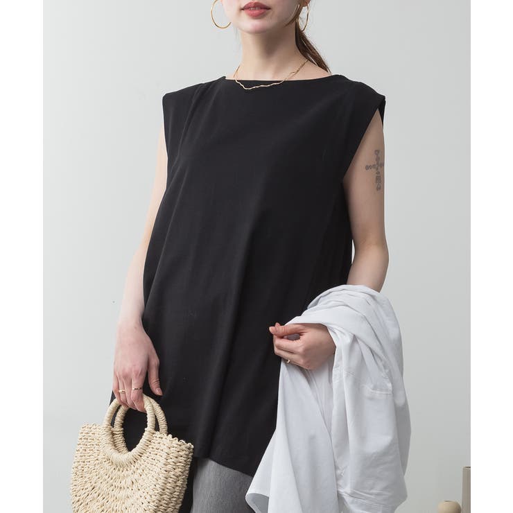 肩タックノースリーブボートネックTシャツ | atONE | 詳細画像24 