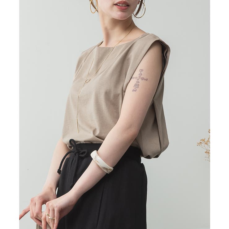 肩タックノースリーブボートネックTシャツ | atONE | 詳細画像26 