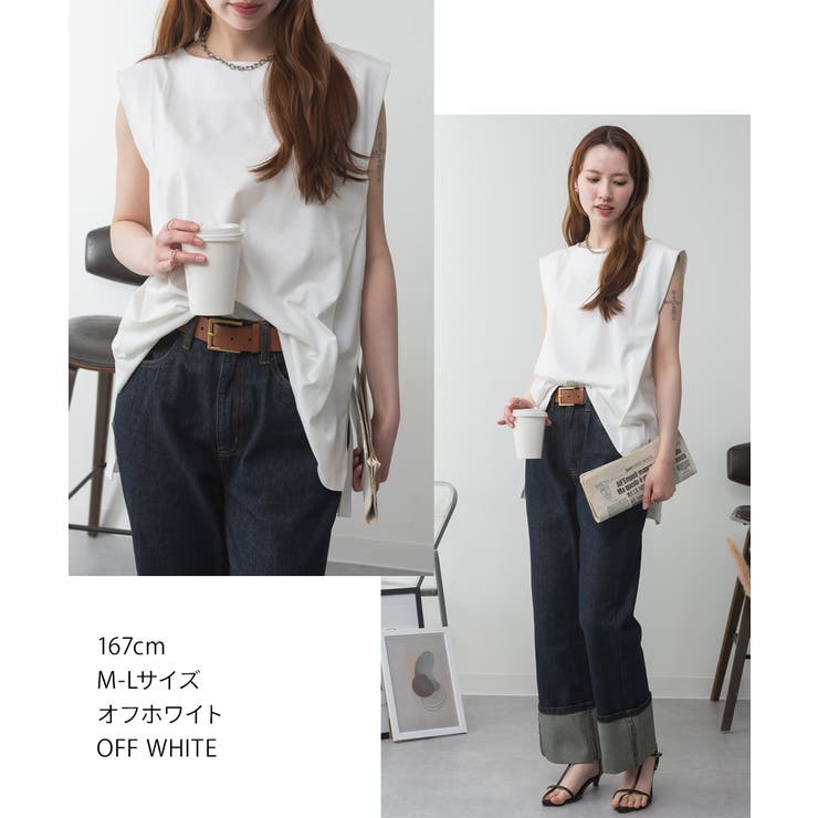 肩タックノースリーブボートネックTシャツ | atONE | 詳細画像40 