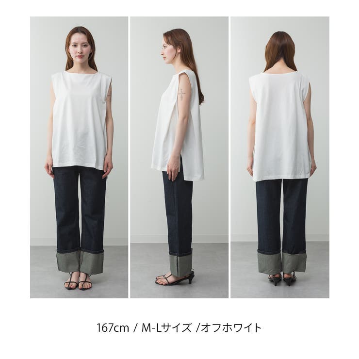 肩タックノースリーブボートネックTシャツ | atONE | 詳細画像42 