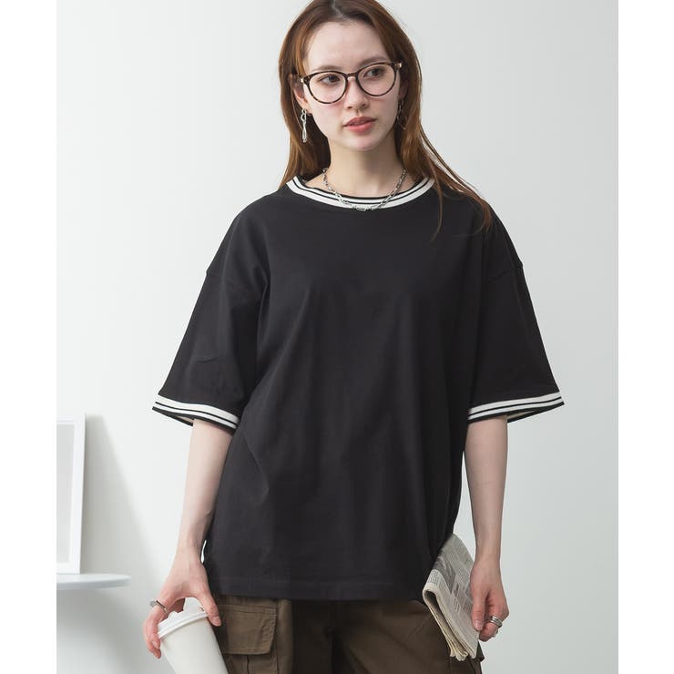 配色袖リブライン入りTシャツ | atONE | 詳細画像16 