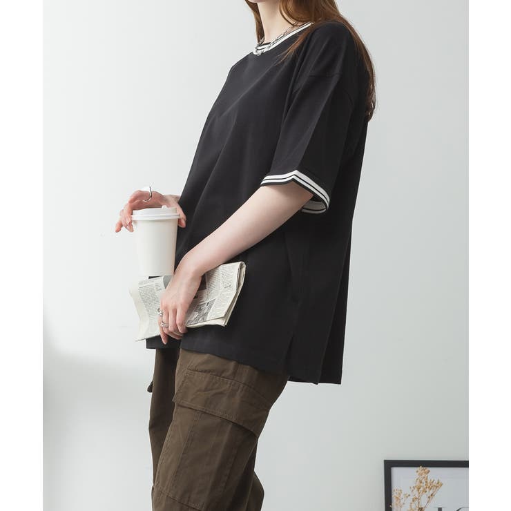 配色袖リブライン入りTシャツ | atONE | 詳細画像18 