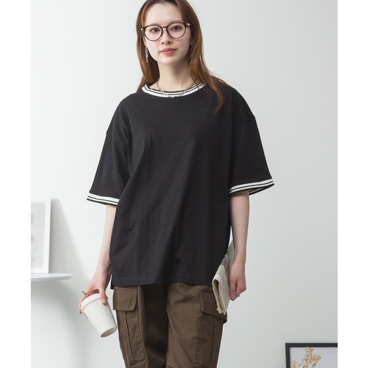 配色袖リブライン入りTシャツ | atONE | 詳細画像19 