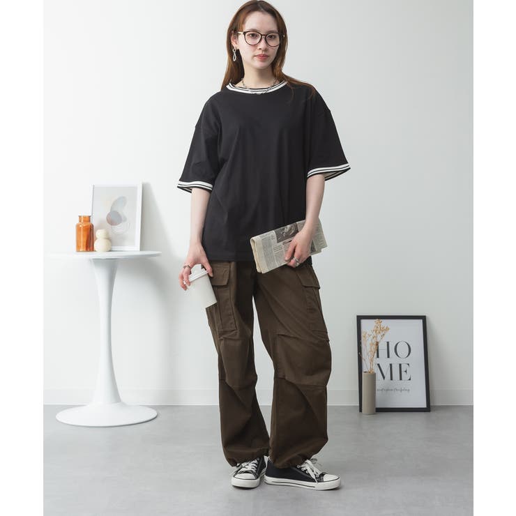 配色袖リブライン入りTシャツ | atONE | 詳細画像23 