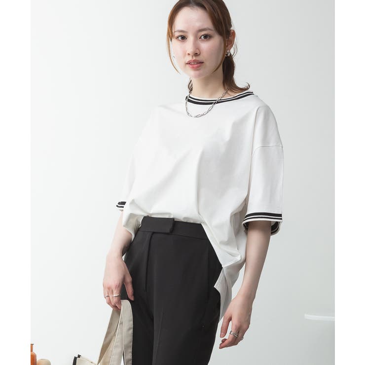 配色袖リブライン入りTシャツ | atONE | 詳細画像29 