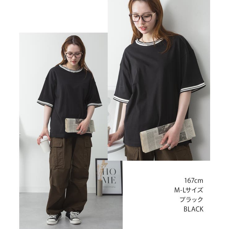 配色袖リブライン入りTシャツ | atONE | 詳細画像36 