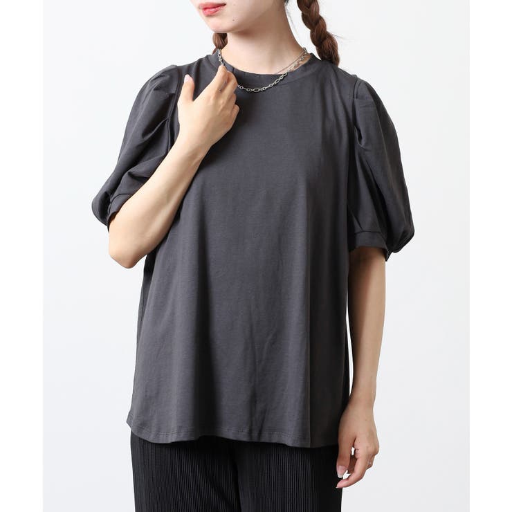 ラウンドネックパフスリーブ半袖Tシャツ | atONE | 詳細画像5 