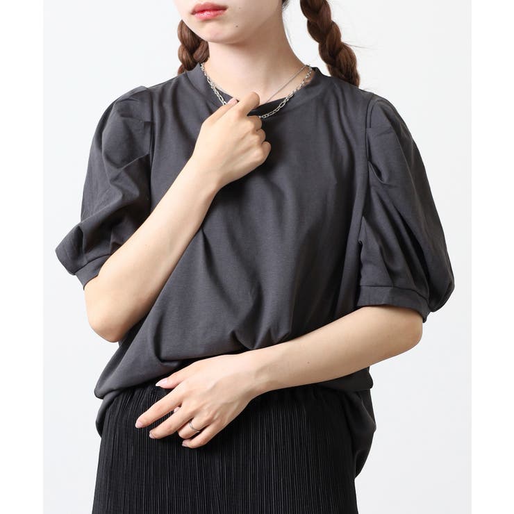ラウンドネックパフスリーブ半袖Tシャツ | atONE | 詳細画像7 