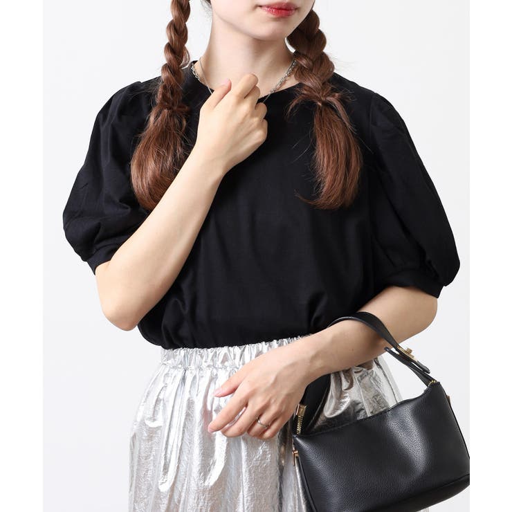 ラウンドネックパフスリーブ半袖Tシャツ | atONE | 詳細画像9 