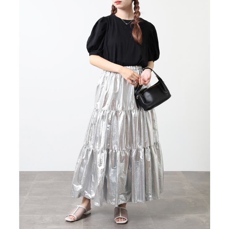 ラウンドネックパフスリーブ半袖Tシャツ | atONE | 詳細画像12 