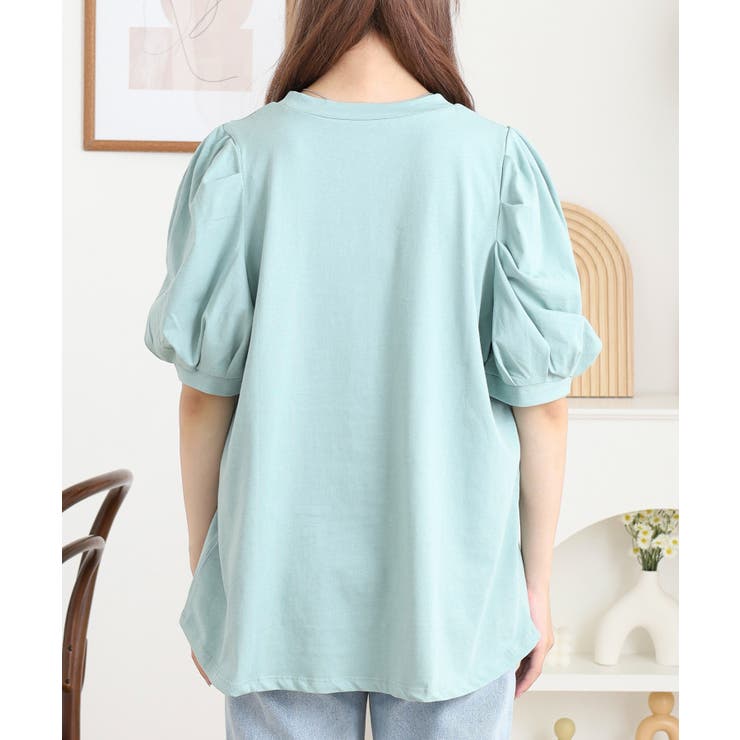 ラウンドネックパフスリーブ半袖Tシャツ | atONE | 詳細画像23 