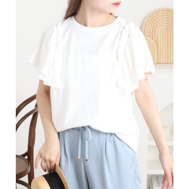 ショルダーフリルフレンチスリーブTシャツ | atONE | 詳細画像6 
