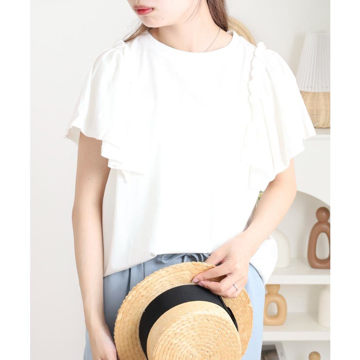 ショルダーフリルフレンチスリーブTシャツ | atONE | 詳細画像7 