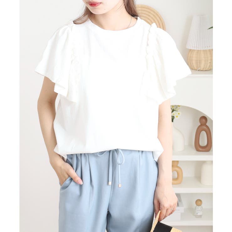 ショルダーフリルフレンチスリーブTシャツ | atONE | 詳細画像8 