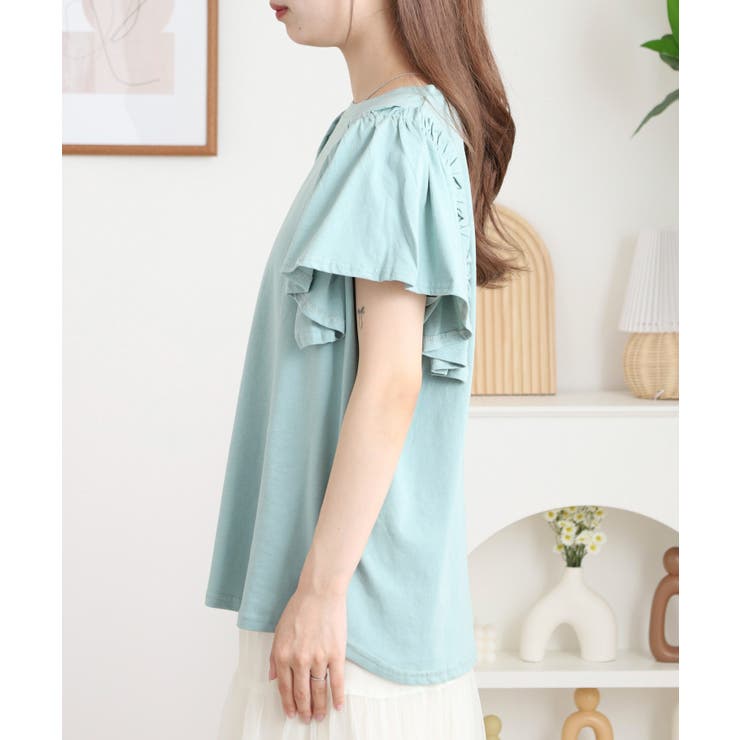 ショルダーフリルフレンチスリーブTシャツ | atONE | 詳細画像23 