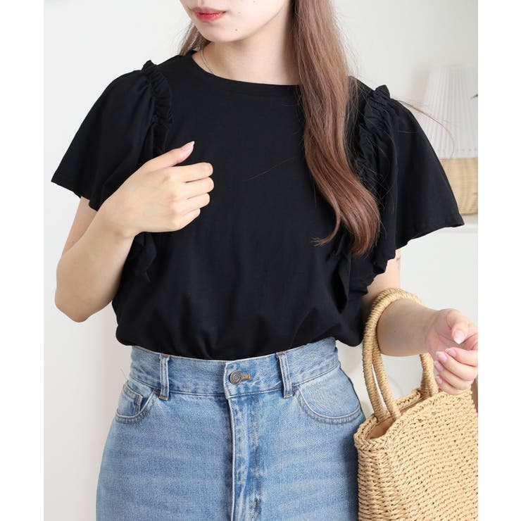 ショルダーフリルフレンチスリーブTシャツ | atONE | 詳細画像1 