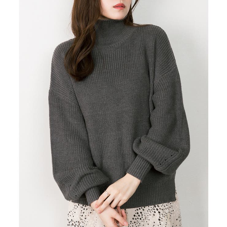 杢グレー | タートルネックボリュームニット | atONE