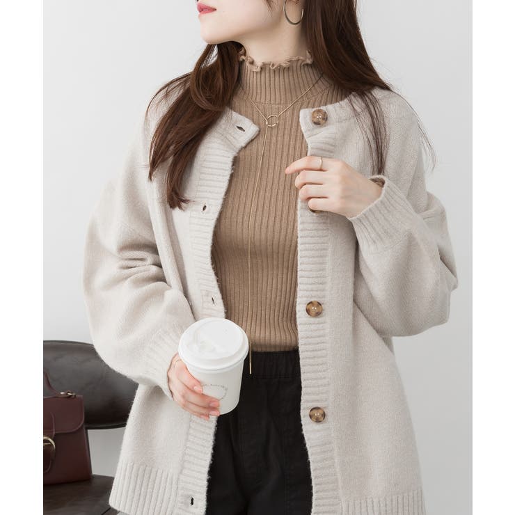 ベージュ | メロウリブニットトップス | atONE