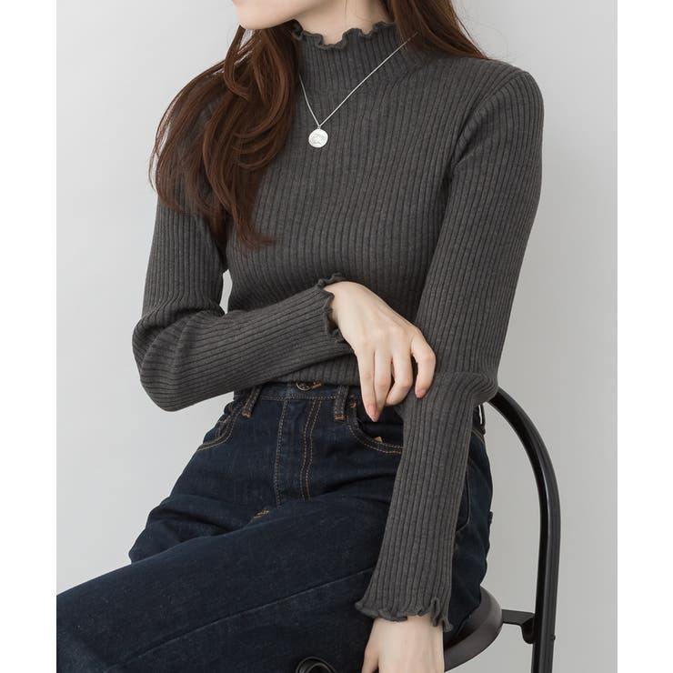 杢グレー | メロウリブニットトップス | atONE