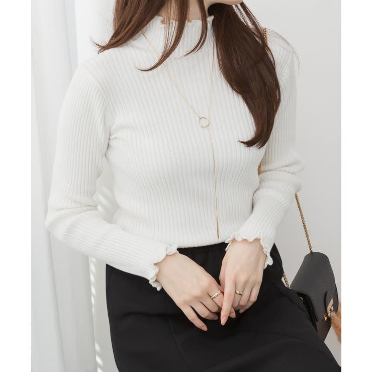 オフホワイト | メロウリブニットトップス | atONE