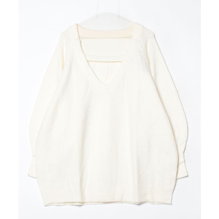 前後2wayオーバーサイズVネックニット | atONE | 詳細画像20 