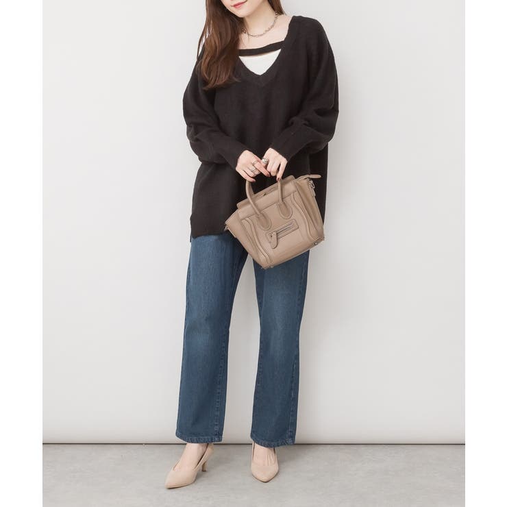 前後2wayオーバーサイズVネックニット | atONE | 詳細画像3 